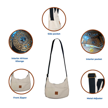 Crescent Canvas Crossbody Shoulder Bag for Women