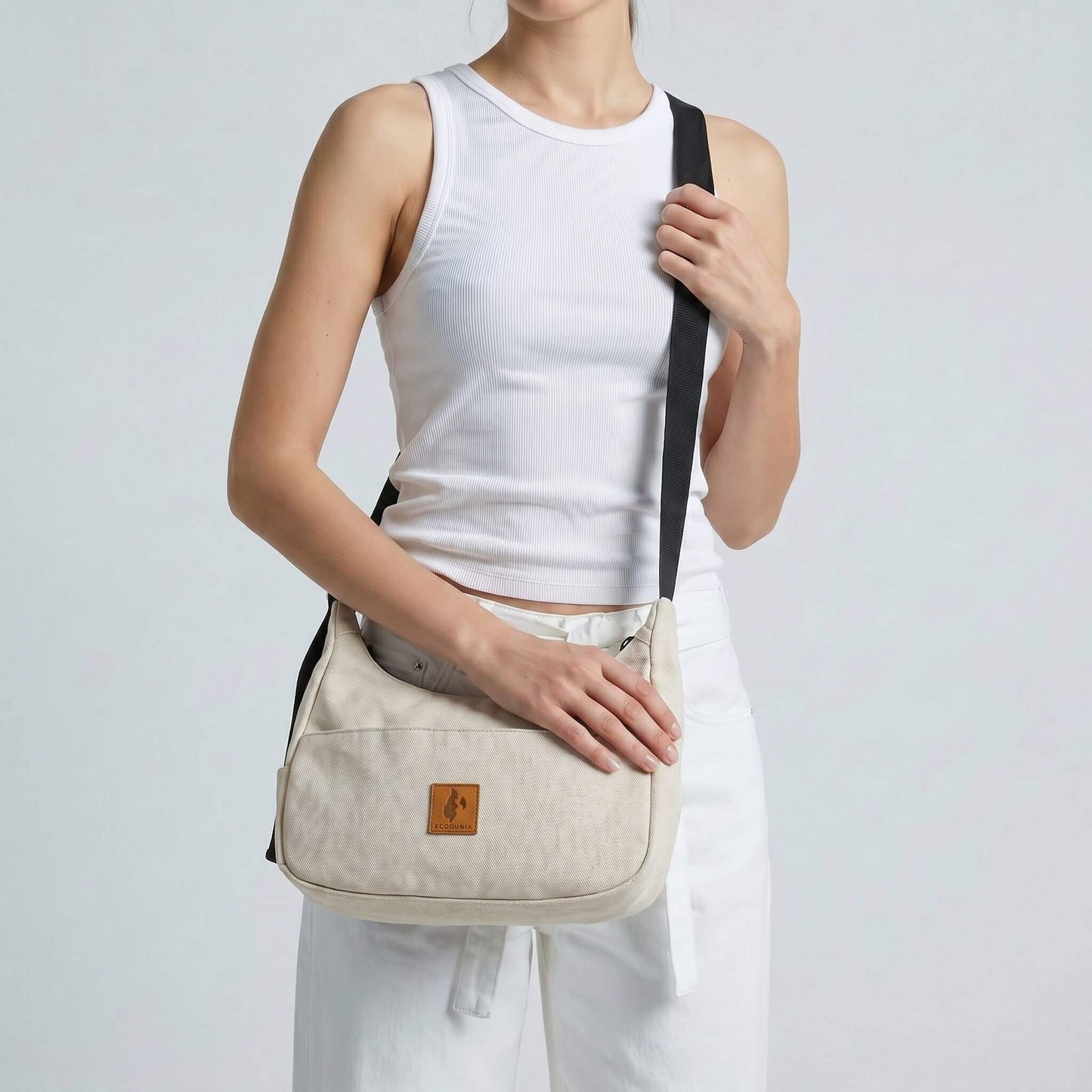 Crescent Canvas Crossbody Shoulder Bag for Women