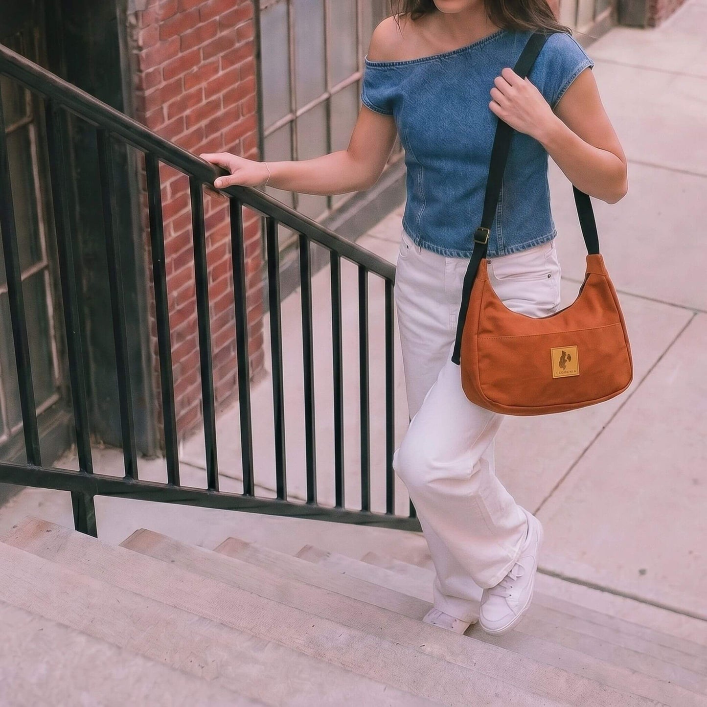 Crescent Canvas Crossbody Shoulder Bag for Women