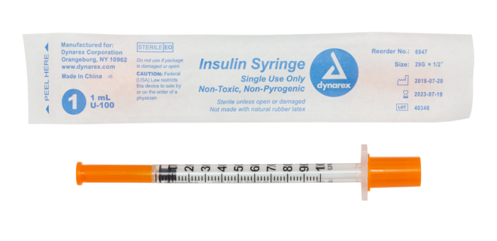 Insulin Syringe N/S - Individual Wrapped - 1cc - 29G, 1/2" needle