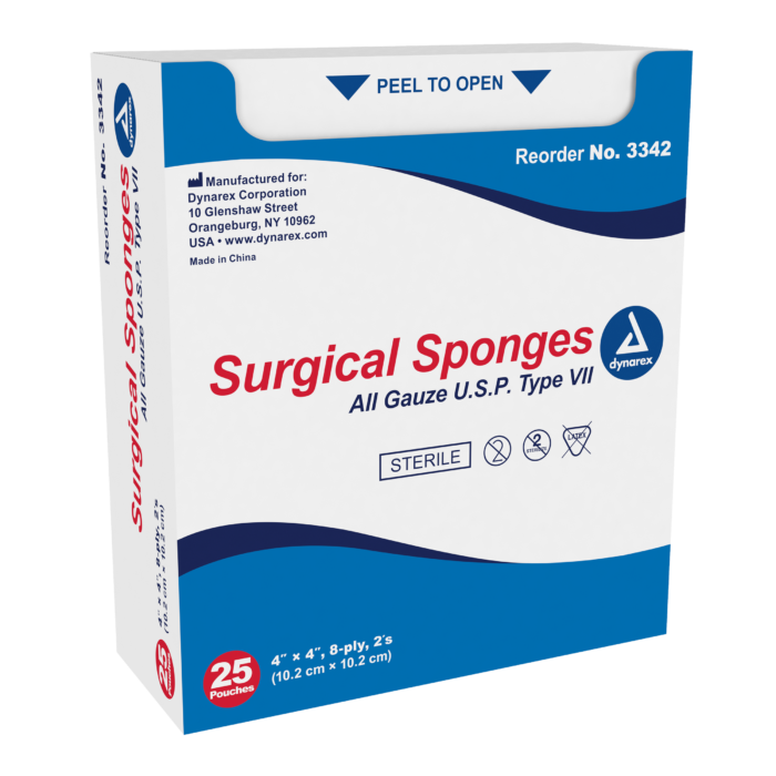 Surgical Gauze Sponge Sterile 2's 4"x 4"  8 Ply