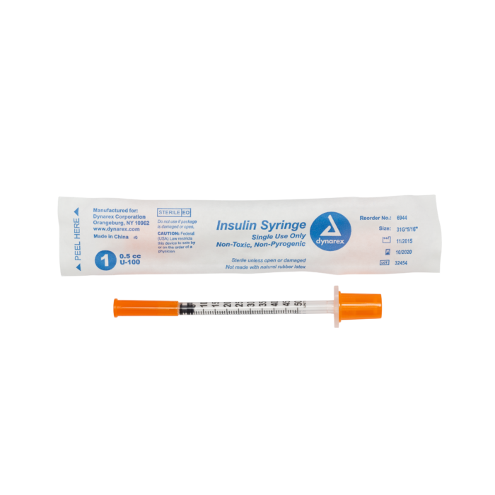 Insulin Syringe N/S - Individual Wrapped - .5cc - 27G, 1/2" needle