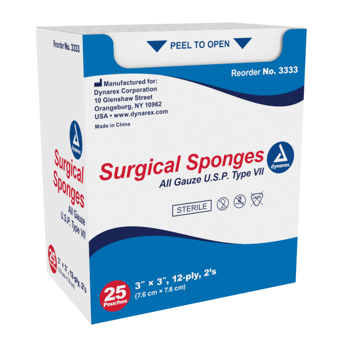 Surgical Gauze Sponge Sterile 2's 3"x 3" 12 Ply