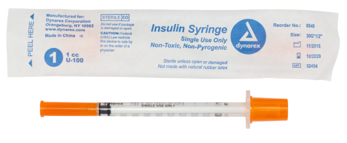 Insulin Syringe N/S - Individual Wrapped - 1cc - 30G, 1/2" needle