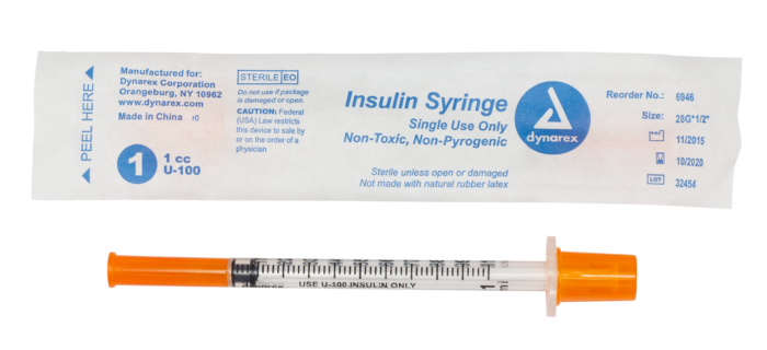 Insulin Syringe N/S - Individual Wrapped - 1cc - 28G, 1/2" needle