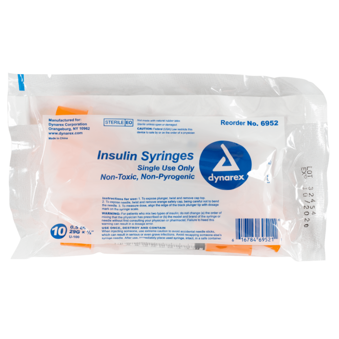 Insulin Syringe N/S - .5cc - 29G, 1/2" needle