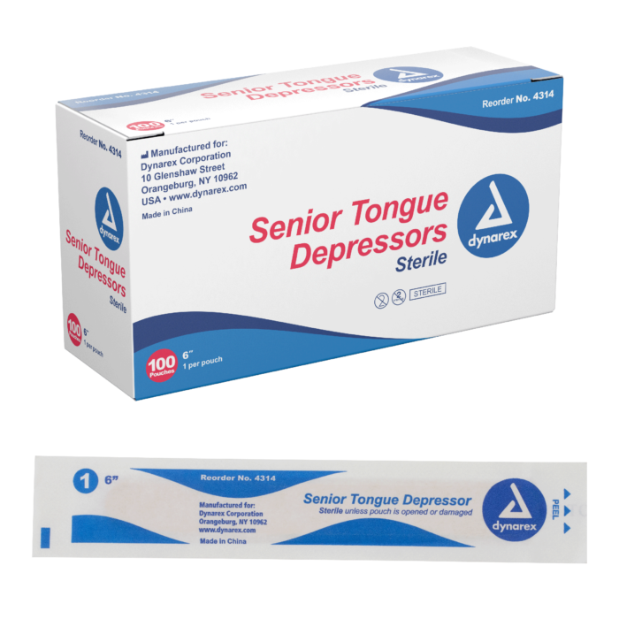 Senior Tongue Depressors, Sterile 6", Wood