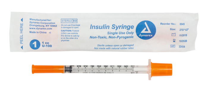 Insulin Syringe N/S - Individual Wrapped - 1cc - 27G, 1/2" needle