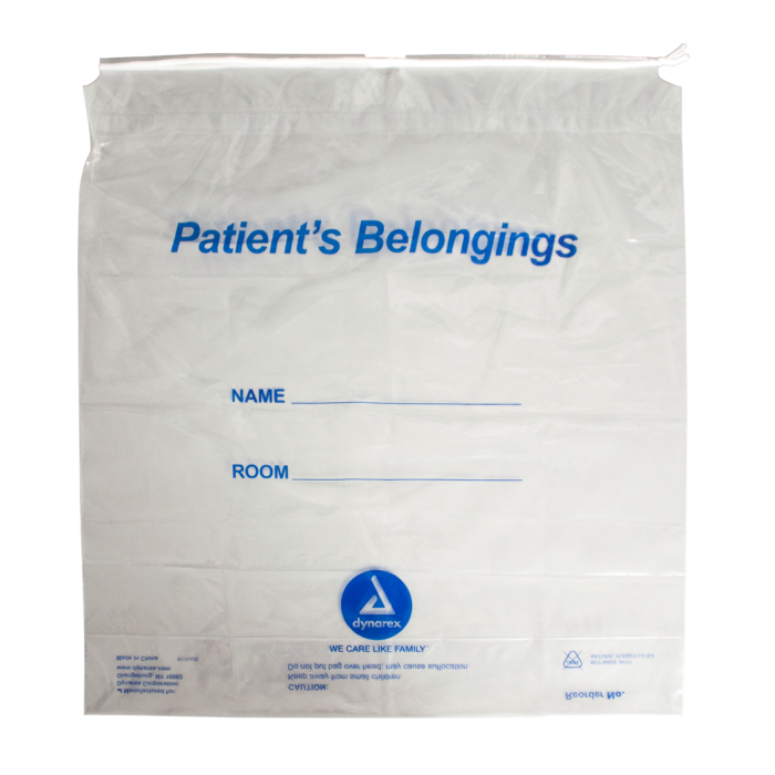 Patient Belonging Bag - Drawstring 20" x 20" x 4" clear