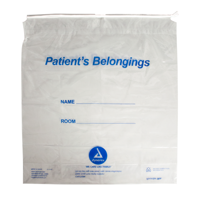 Patient Belonging Bag - Drawstring 18" x 20" x 4" white